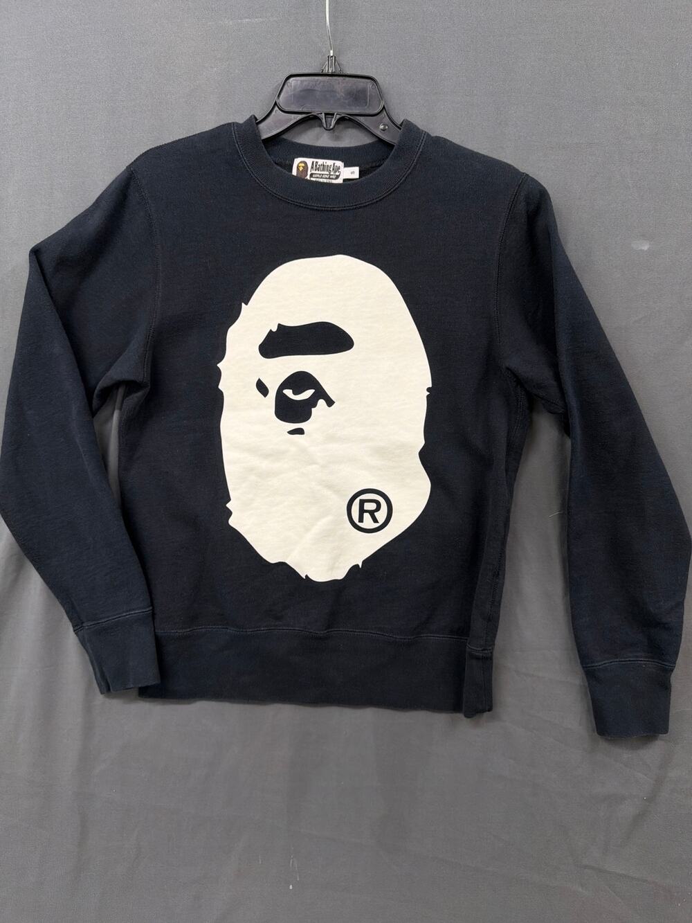 BAPE A Bathing Ape Big Ape Head Crewneck Sweatshirt Black White Size Small